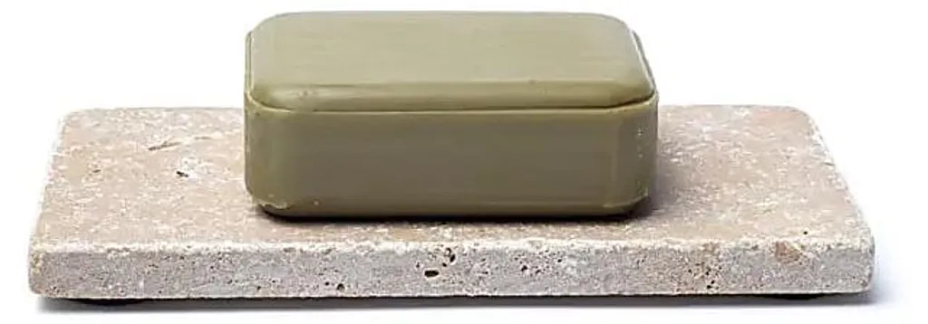 Plateau porte-savon rectangulaire en travertin beige - Lot de 2 chic