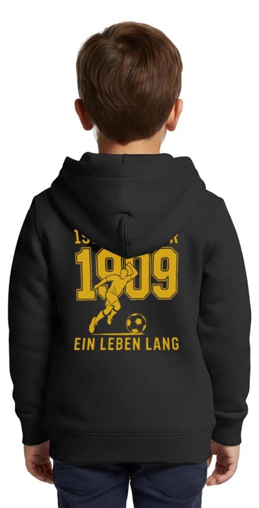 Spreadshirt Dortmund Gründung 1909 Ein Leben Lang Kinder Premium Organic Zip Hoodie, 98/104 (2 Jahre), Schwarz