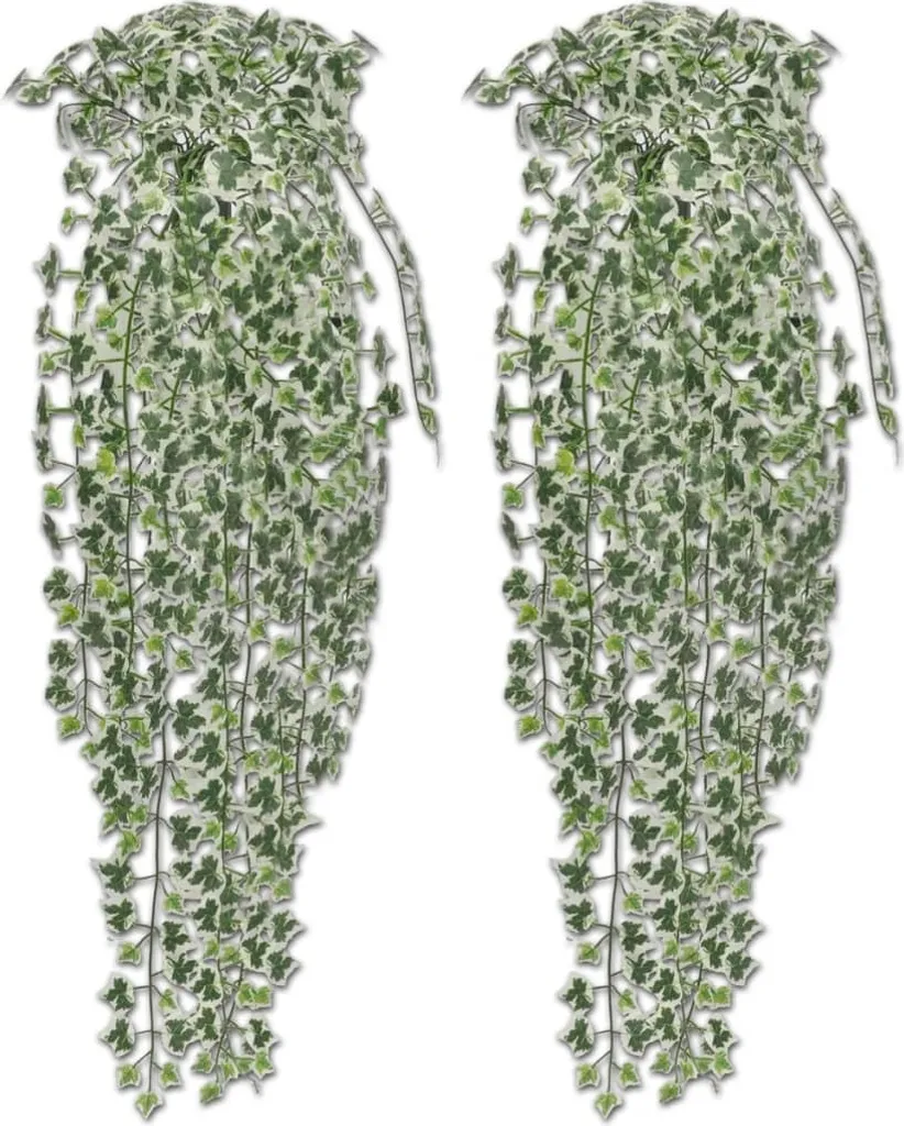 Set 2 Edera Finta 90 cm Verde Bianca - Piante Cadenti Alta Qualità
