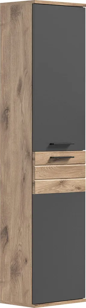 Meuble de rangement vertical salle de bain - Armoire bois chêne 37 cm