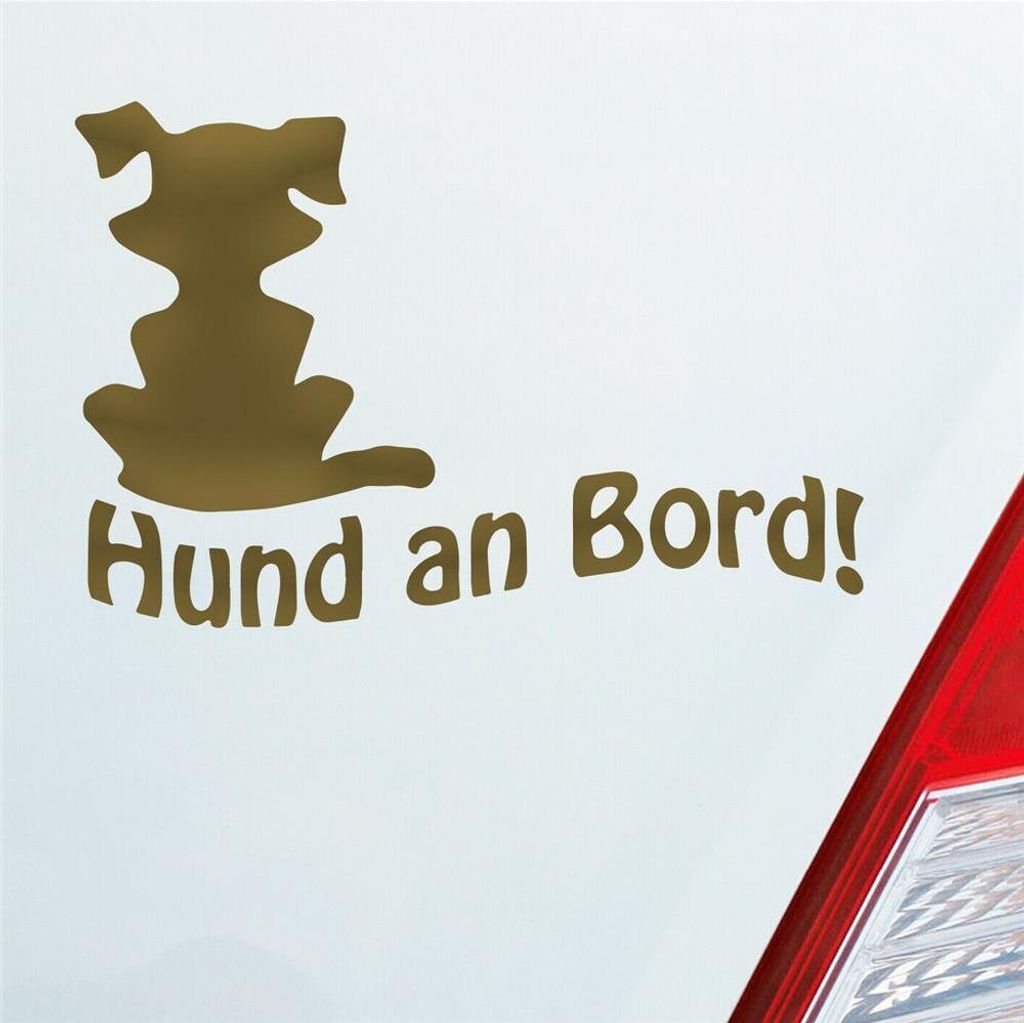 Auto Aufkleber Hund an Bord Dog Tier Tuning 15x10 cm Gold Sticker Heckscheibenaufkleber