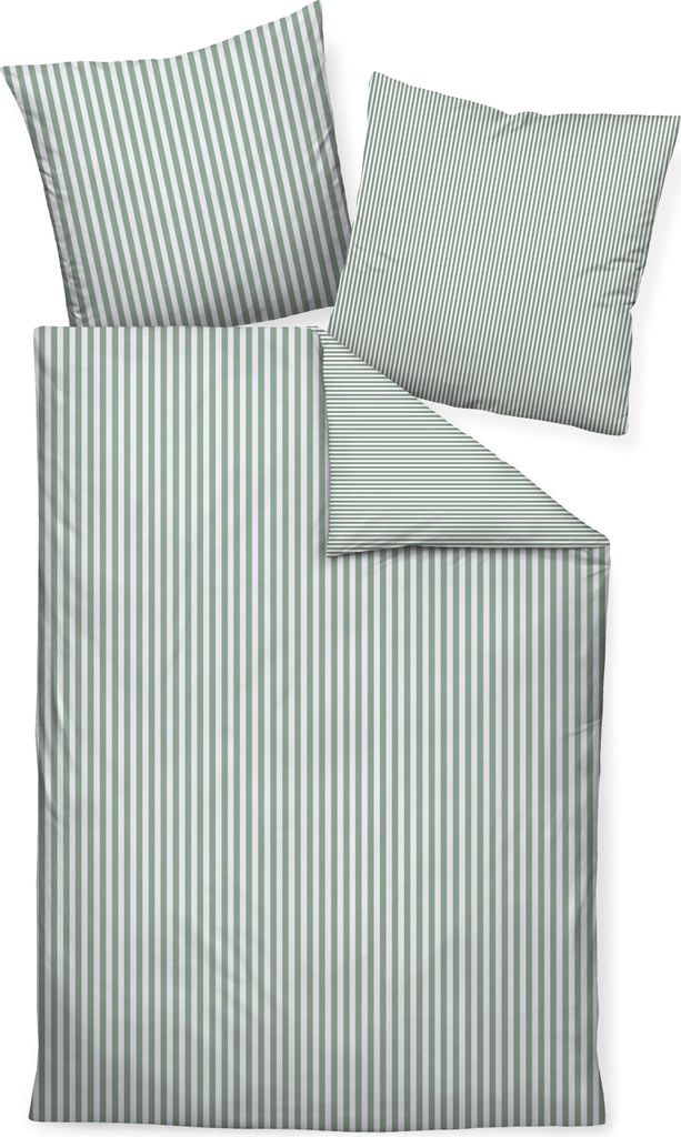 Janine Design Mako-Satin Bettwäsche-Garnitur modernclassic 3912 Farbe salbeigrün Größe 200x200 + 2x80x80cm
