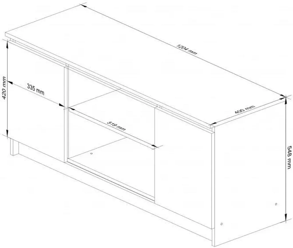 Banc TV Blanc 120 cm - Commode Basse et Meuble de Rangement Multimédia - 3