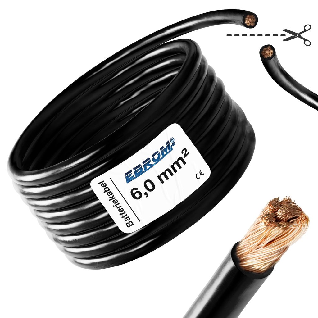 Batteriekabel Aderleitung SCHWARZ H07V-K 6 mm² - KFZ Produktbild 