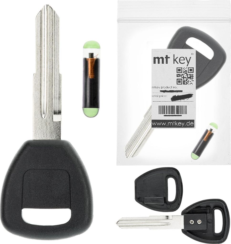 MT-KEY Auto Zünd Schlüssel Rohling HON58R + ID48 Transponder kompatibel mit Honda Accord 98-03 Civic 99-06 Cr-V RD 99-06 HR-V I Insight I Logo 99...