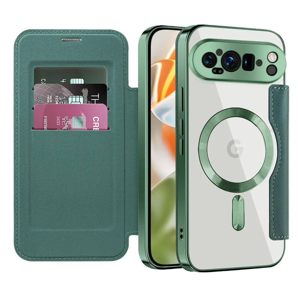 Custodia Pelle Verde Google Pixel 10 Pro XL MagSafe Portacarte