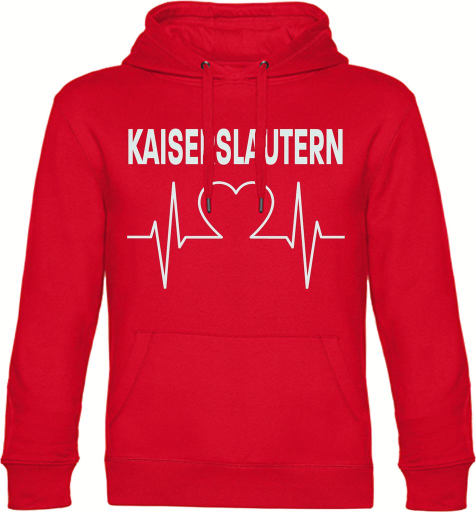 multifanshop Kapuzen Sweatshirt - Kaiserslautern - Herzschlag, rot, Größe XL