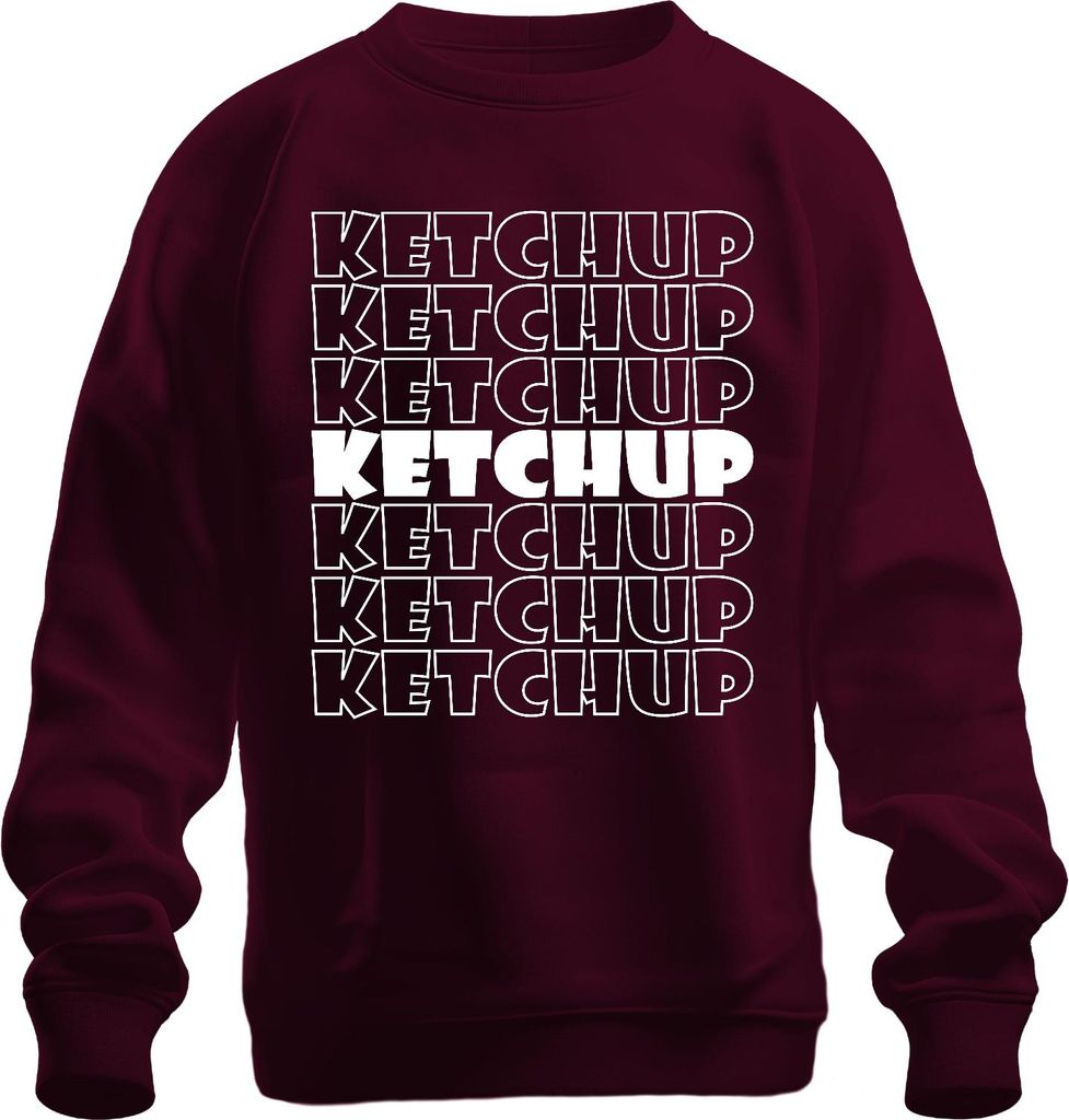 Ketchup Schriftzug Pop Art Retro Muster Pommes Burger Fan Vintage Uni Sweatshirt Pullover, Burgundy, XXL
