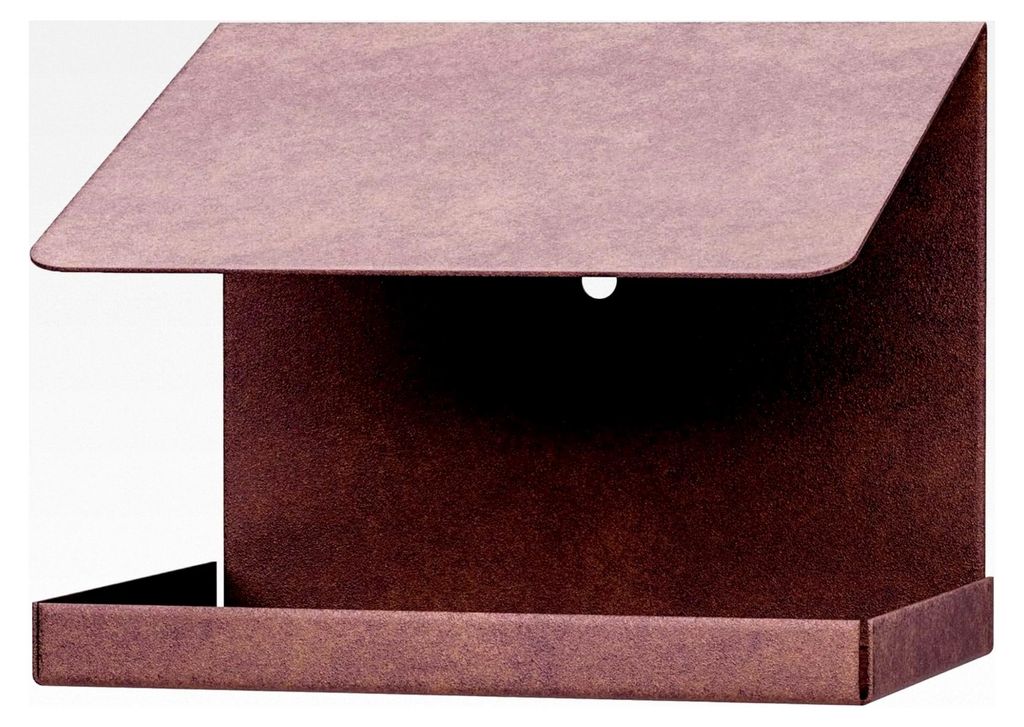 Vogelhaus mit Schrägdach | Vogelfutterhaus aus Stahl in verschiedenen Trendfarben | Zum Aufhängen oder Hinstellen | Maße 120 x 150 x 120 mm