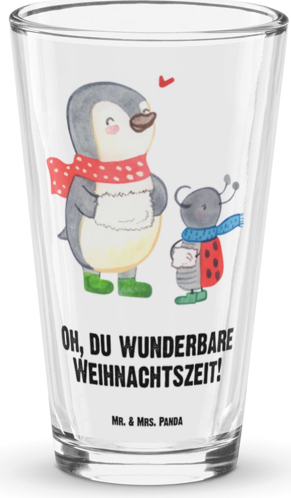 Mr. & Mrs. Panda Glas Smörle Winterzeit - Transparent - Geschenk, Weihnachten Grüße, Pintglas, Longdrinkglas, Cocktailglas, Weihnachtsgruß, Pin...
