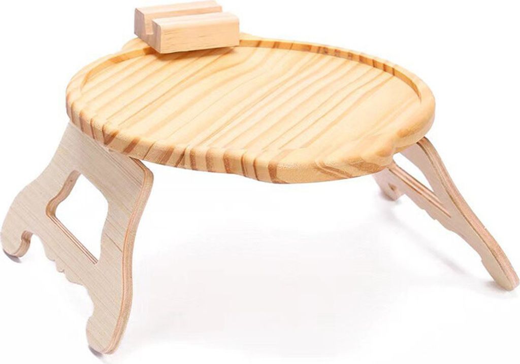 (Oval) Bambus-Sofatablett, Tischclip auf Beistelltisch, Coucharm mit Telefonhalter, Couchtablett für Arm, Sofatisch für Essen/Getränke/Snacks/Fe...