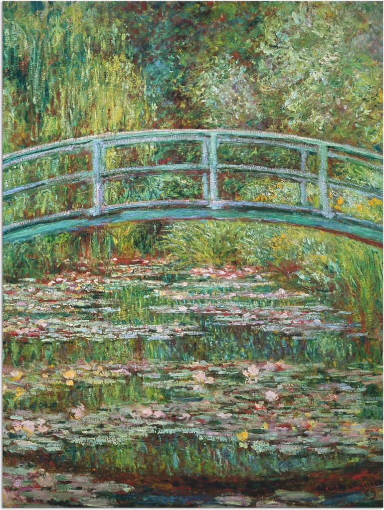 ARTland Wandbild Alu für Innen & Outdoor Japanische Brücke. 1899. Größe: 45x60 cm