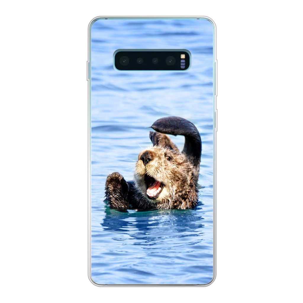 MuchoWow Handyhülle Schutzhülle Hülle für Samsung Galaxy S10 Lite Seeotter - Lustig - Wasser - Kinder - Jungen - Mädchen - Kind Silikon Soft...