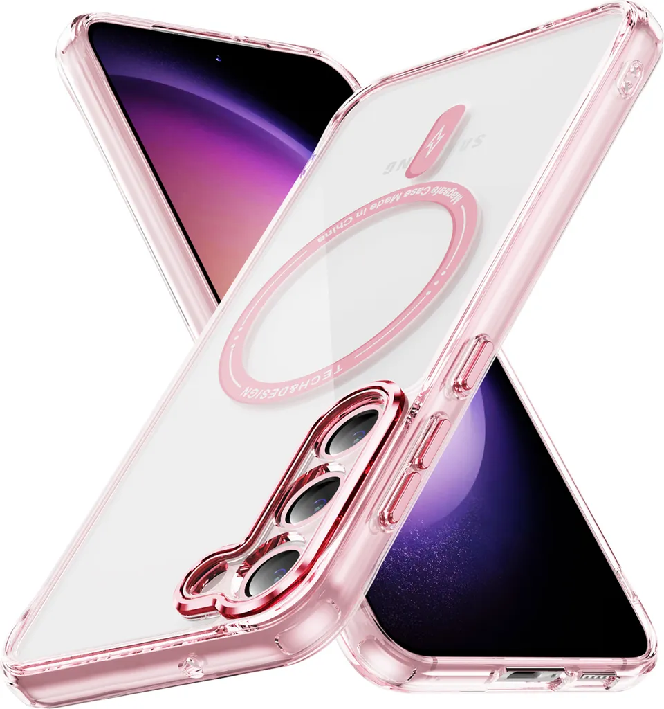Cover MagSafe Samsung S23 Rosa: Protezione Ibrida Magnetica Antiurto