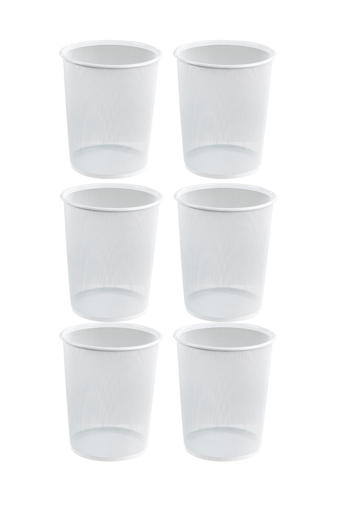 Papierkörbe - 20 Liter - Weiß - Metallgeflecht - 6er Set