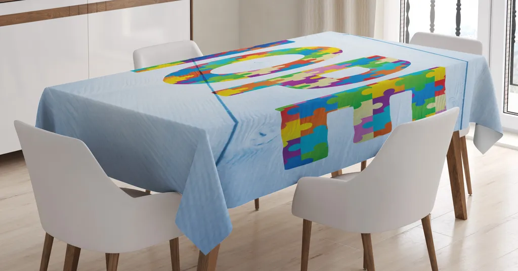 ABAKUHAUS Alfabeto Tovaglia, Colorati Stampati Lettere, Rettangolare per Sala da Pranzo e Cucina, 140 cm x 200 cm, Multicolore