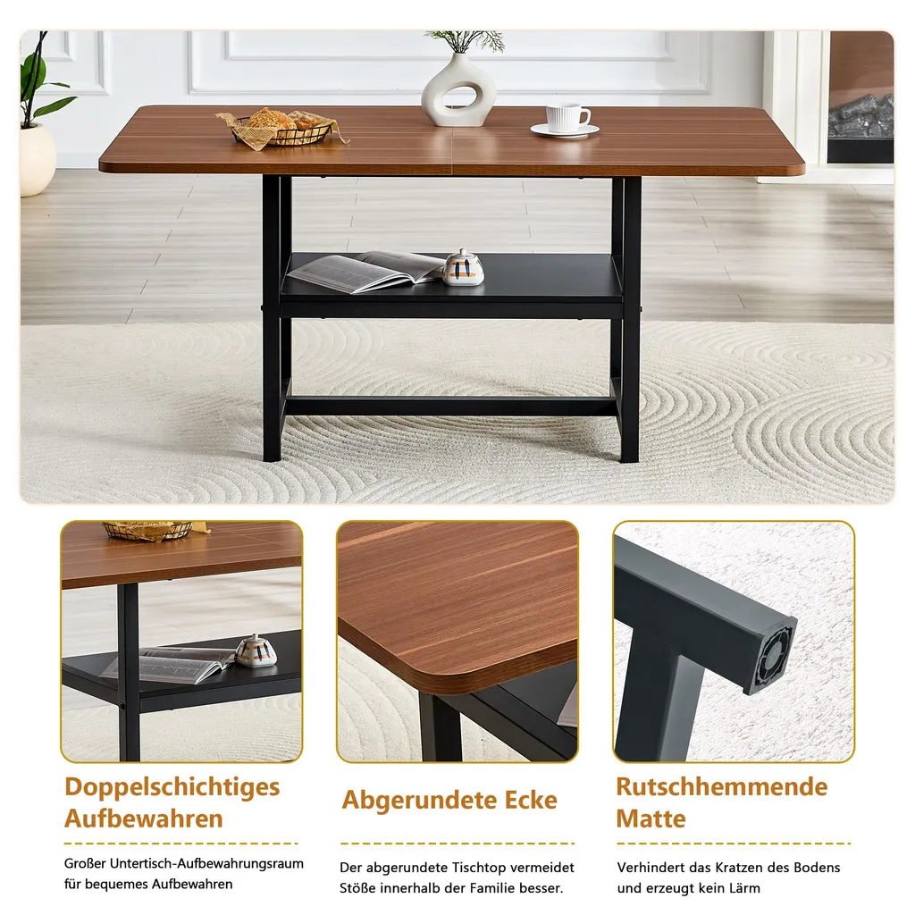 Grande table de repas rectangulaire style loft pour 6 personnes - 8