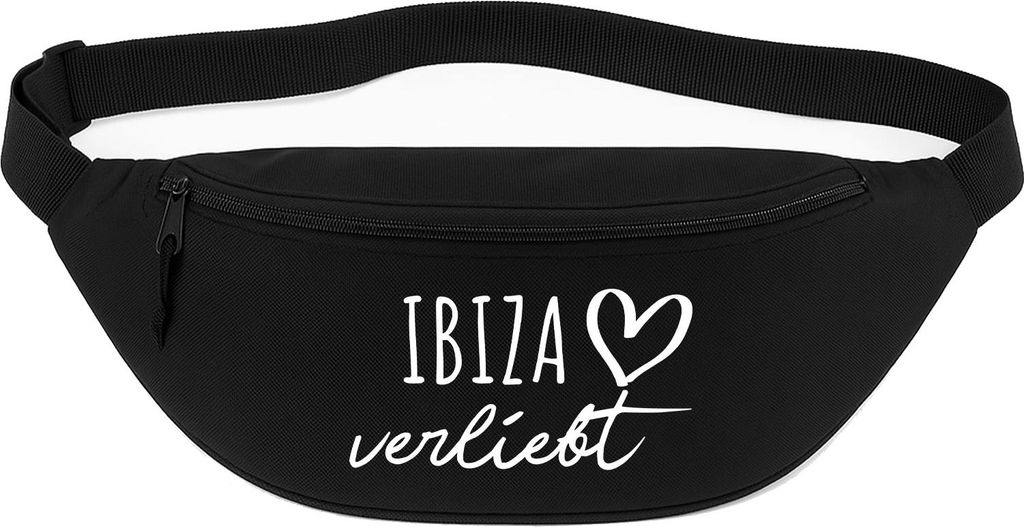 Huuraa Bauchtasche Ibiza verliebt 2,5 Liter Black Polyester Crossbody Bag Geschenkidee