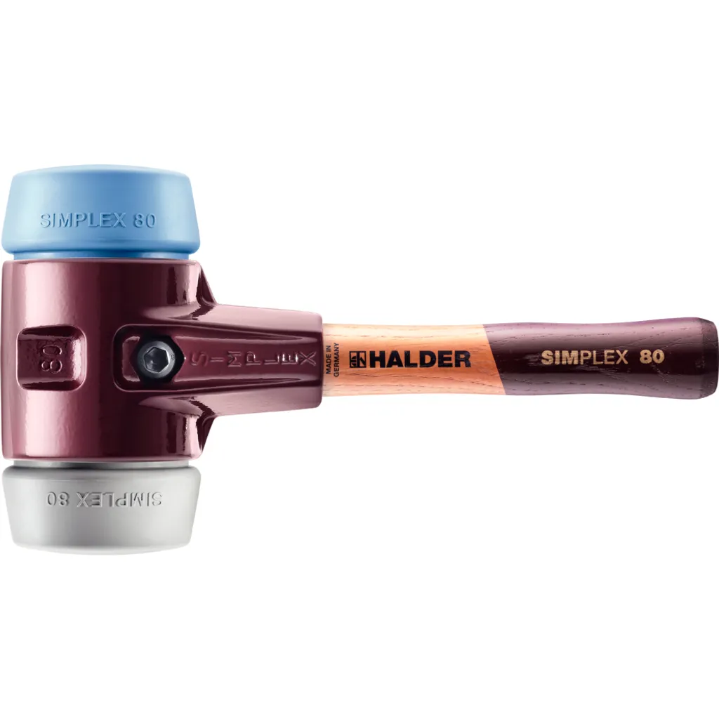 Mazza SIMPLEX a faccia morbida con corpo in ghisa malleabile e manico in legno, Ø 80 / manico 230 mm TPE-morbido / TPE-medio