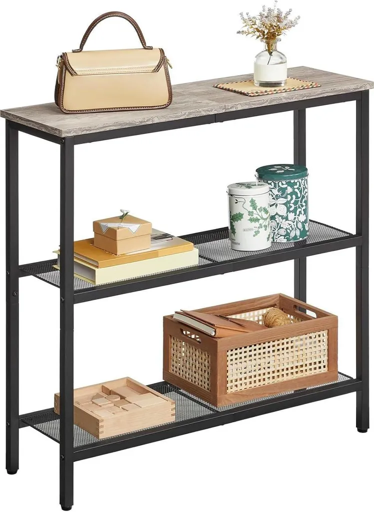 Console Étroite Métallique - Rangement Gain de Place - Design Loft Industriel