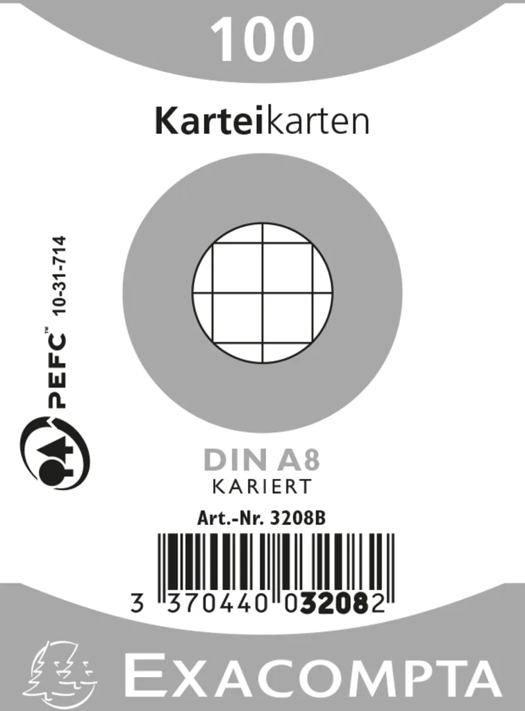 48 Paquets de Fiches Bristol 55x74 Exacompta Blanc - Quadrillé 5x5
