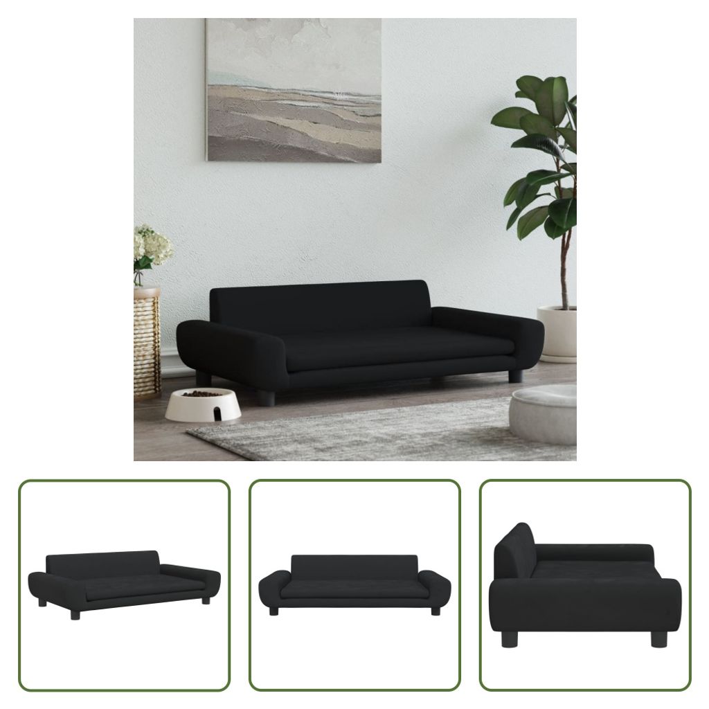 The Living Store Hundebett Schwarz 100x54x33 cm Samt