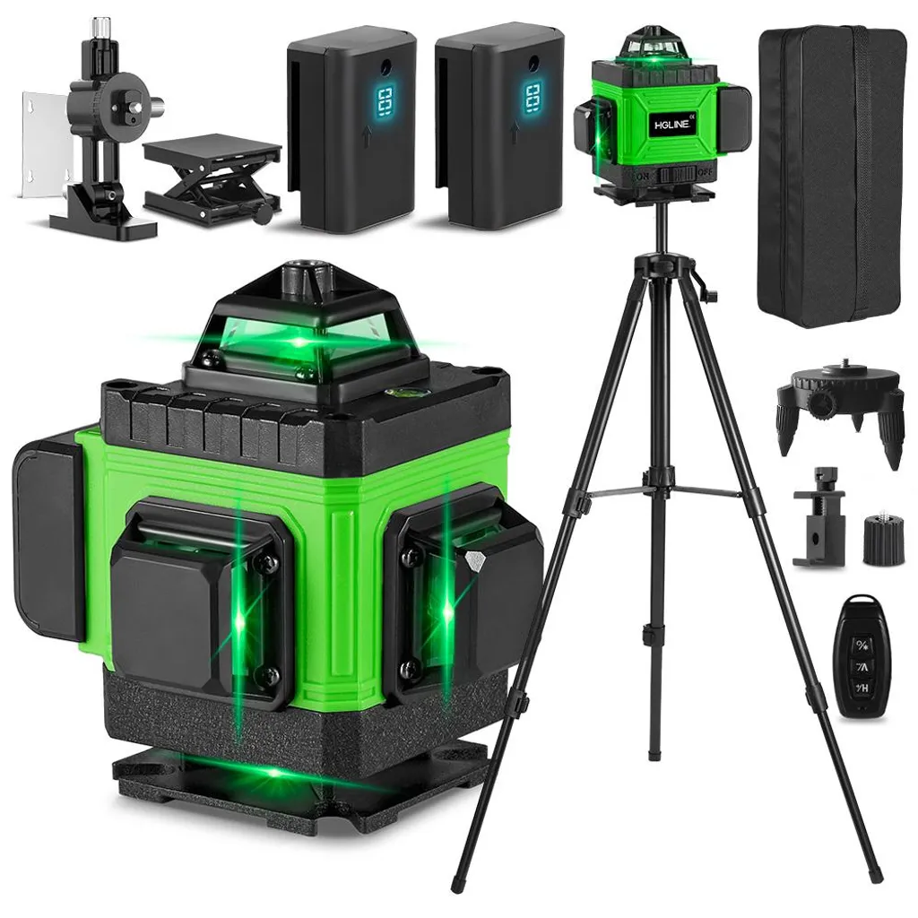 Laser lignes croisées vert 16 lignes 4 x 360° avec support magnétique