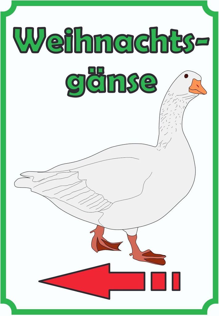Weihnachtsgans Verkaufsschild Schild Hochkant mit Pfeil links A4 (210x297mm)