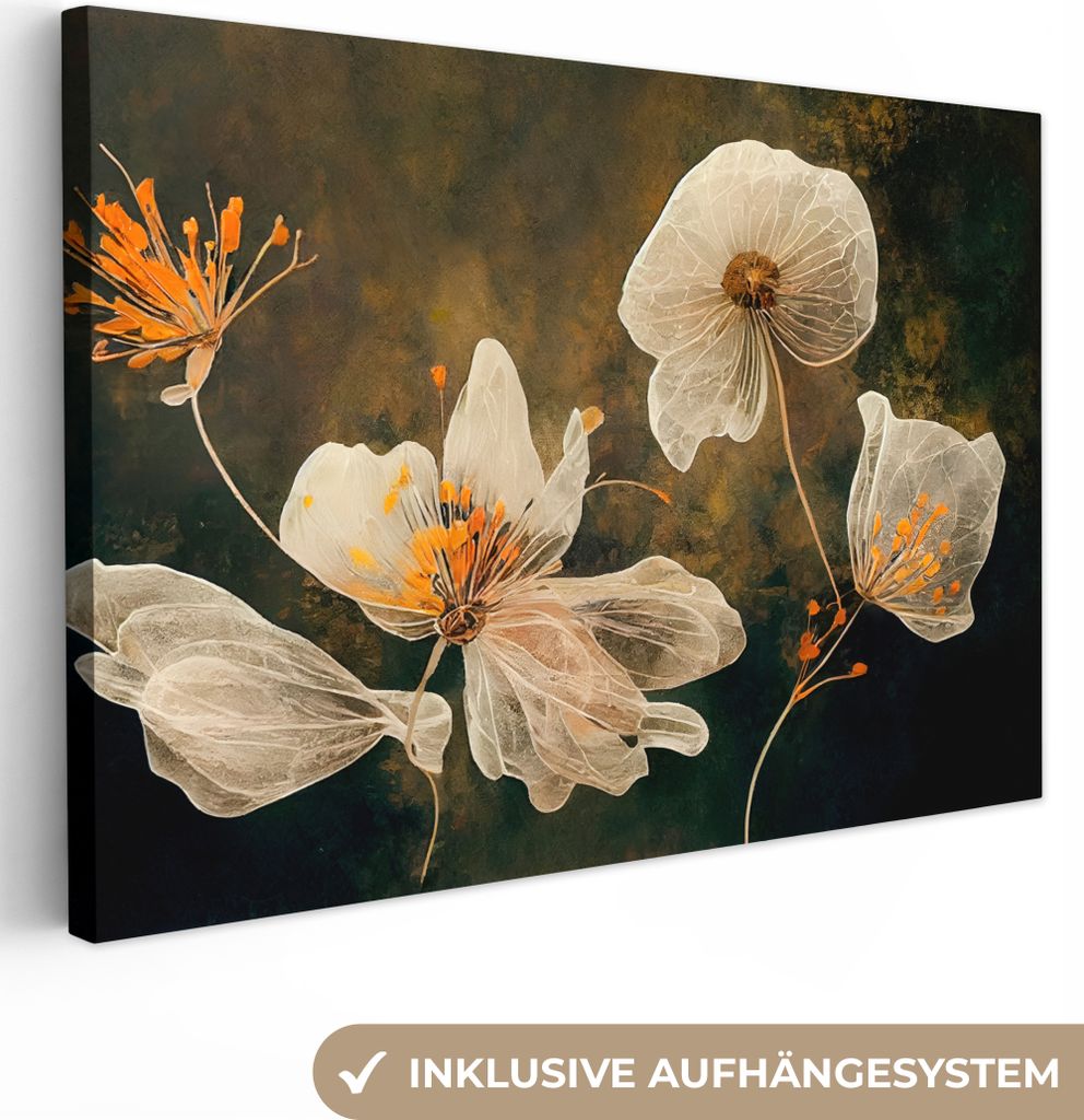 OneMillionCanvasses - Leinwandbilder - 150x100 cm, Blumen - Pflanzen - Natur - Illustration, Wandbilder Kunstdruck Wanddekoration - Foto auf Lein...