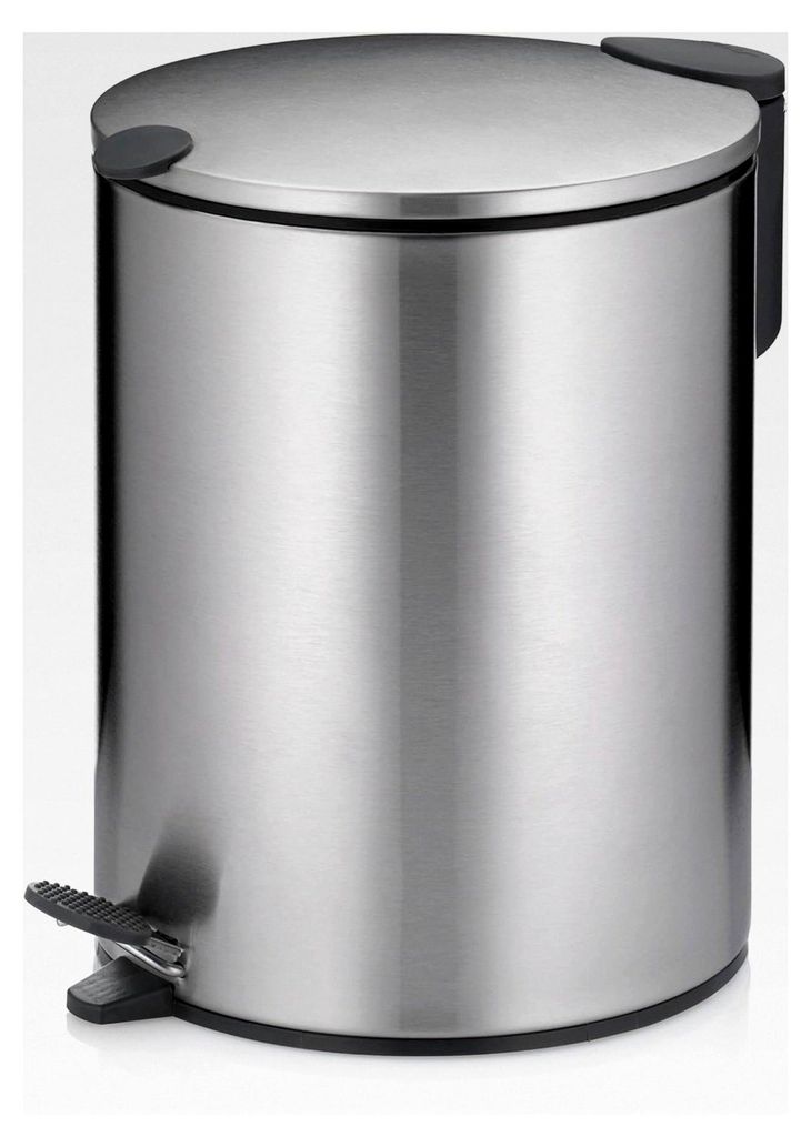 Kosmetikeimer 5l silber matt mit Silent-Close-Deckel, Edelstahl Tretmülleimer für Badezimmer, Badmülleimer mit Inneneimer und Tragehenkel