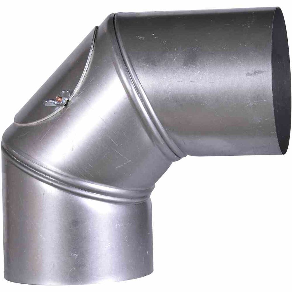 FIREFIX A130/BU Ofenrohrbog.90° FALØ130mm drehbar mit Tür, grausilber