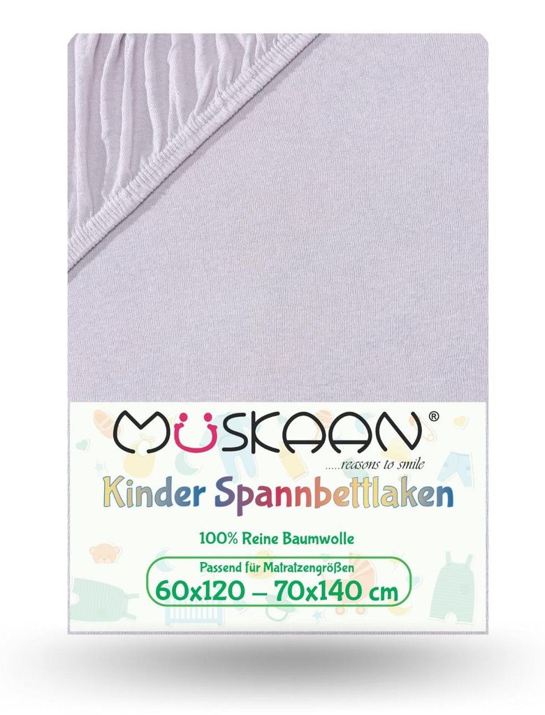 Jersey Kinder Spannbettlaken 60x120 cm - 70x140 cm Silber / Produktbild 