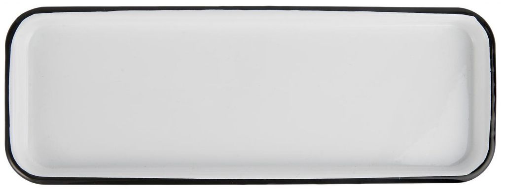 Tablett Emaille weiß mit schwarzem Rand 12,5x35cm Produktbild 