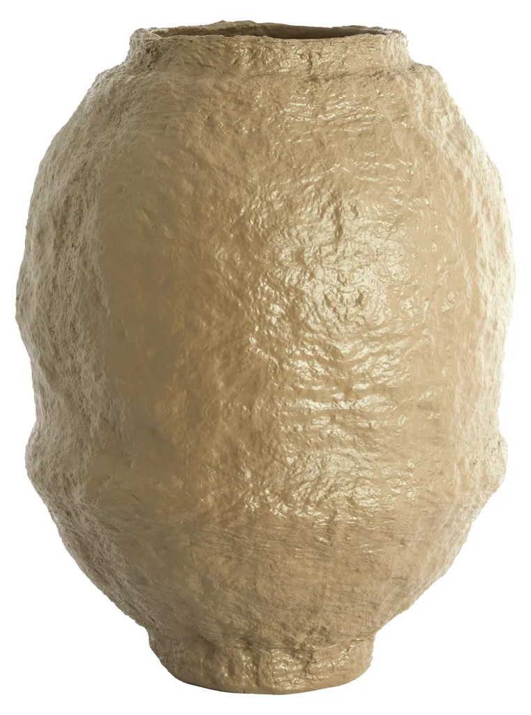 Vase en céramique mate taupe LEANO Ø45 cm - Design minimaliste et moderne