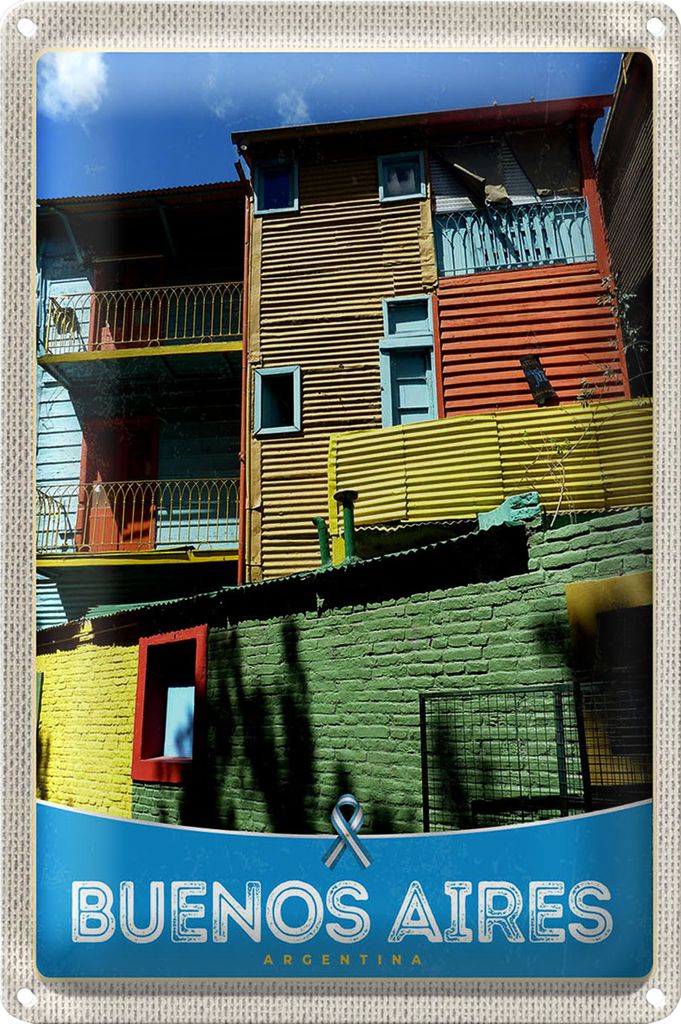 Blechschild Reise 40x30cm Buenos Aires Argentinien Häuser