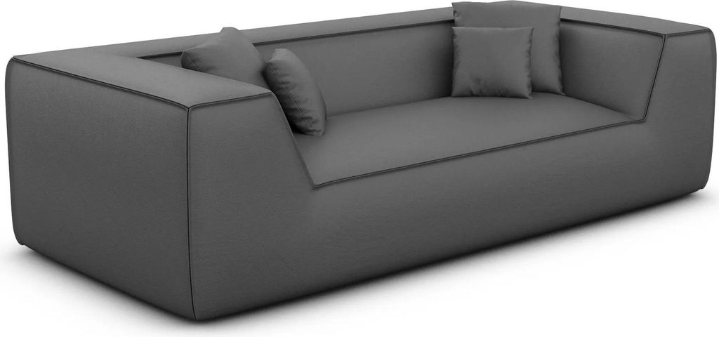 Kunstleder 3-Sitzer Couch Liberia Dunkelgrau