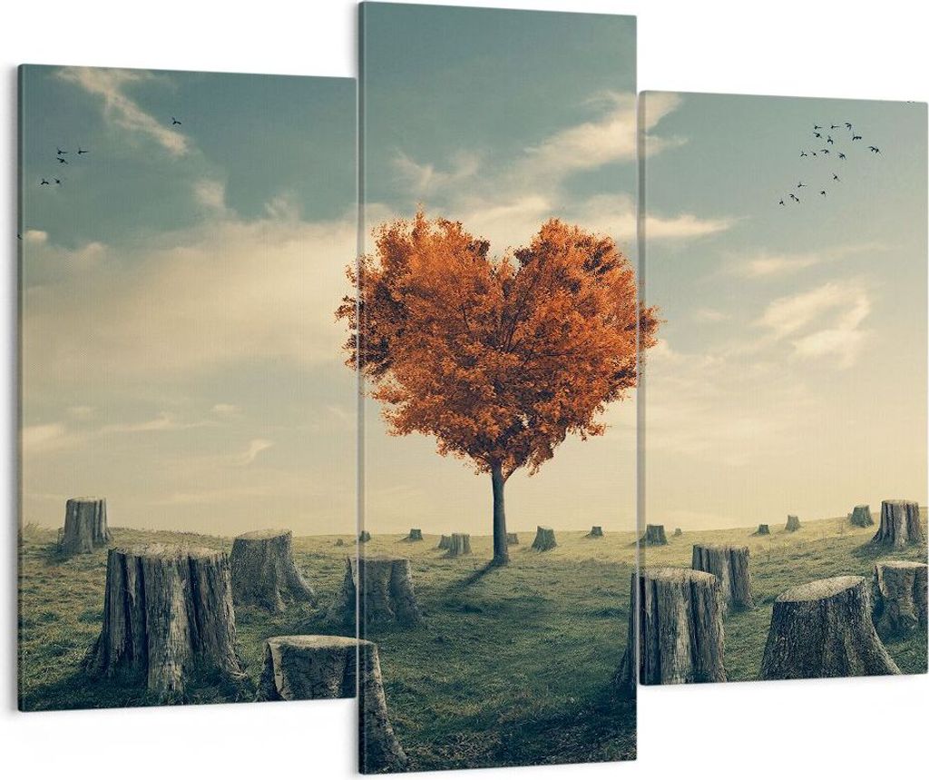 Bild auf Leinwand - Leinwandbild - Baum Natur Wiese - 130x100cm - Wand Bild - Wanddeko - Leinwanddruck - Bilder - Kunstdruck - Wanddekoration - Lei...