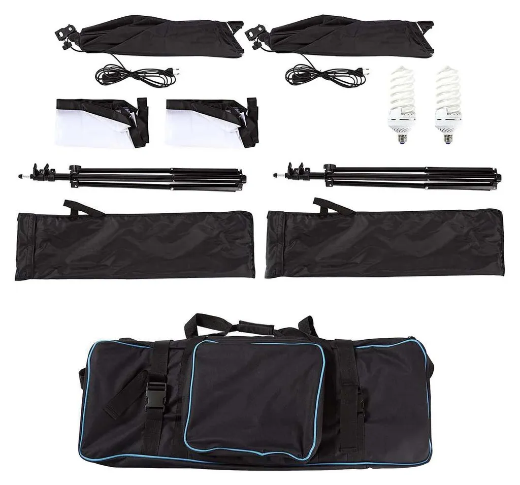 Kit d'éclairage pour studio photo complet avec 2 softbox et trépieds