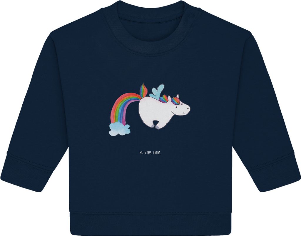 Mr. & Mrs. Panda Organic Baby Pullover Einhorn Fliegendes Pferd 6. - 12. Monat - French Navy - Geschenk, Regenbogen, Spielen, Realität, Glitzer, U...