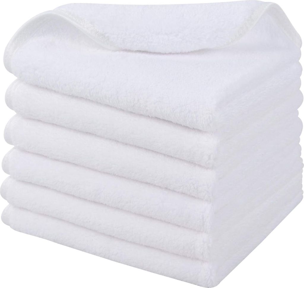 Mikrofaser-Waschlappen fürs Bad, wiederverwendbares Make-up-Entferner-Tuch, ultraweiche und saugfähige Waschlappen, weiß, 6er-Pack