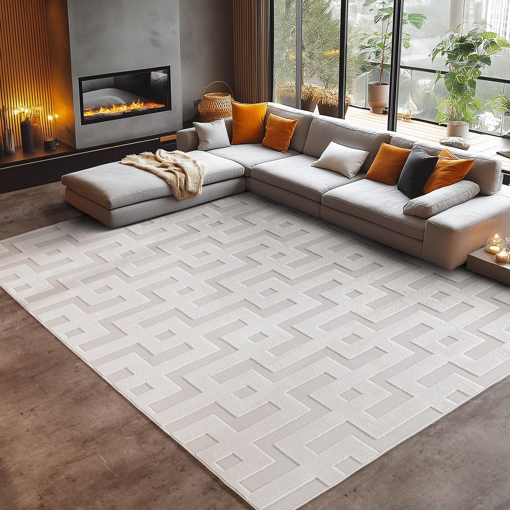 Carpetsale24 Indoor Outdoor Teppich wetterfest 3D Optik Skandinavisches Design waschbar wetterbeständiges Wohnzimmer Terrasse Grösse: 240x340 cm