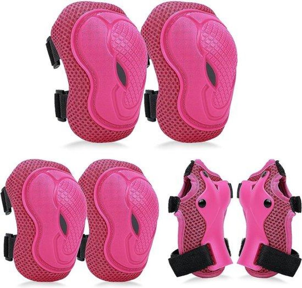 Kinderelastische Sportbeschermung - Knie-, Elleboog- und Polschutz - Größe S - für Kinder von 7-11 Jahren - 32,5x14cm - 27,5x11,5cm