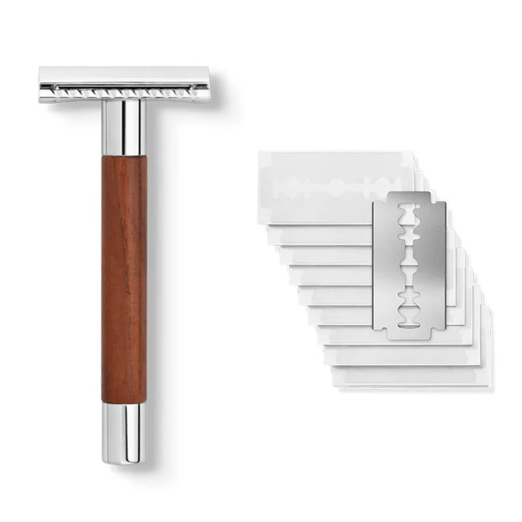 Rasoir anti-irritation Solingen pour peaux sensibles en bois de noyer