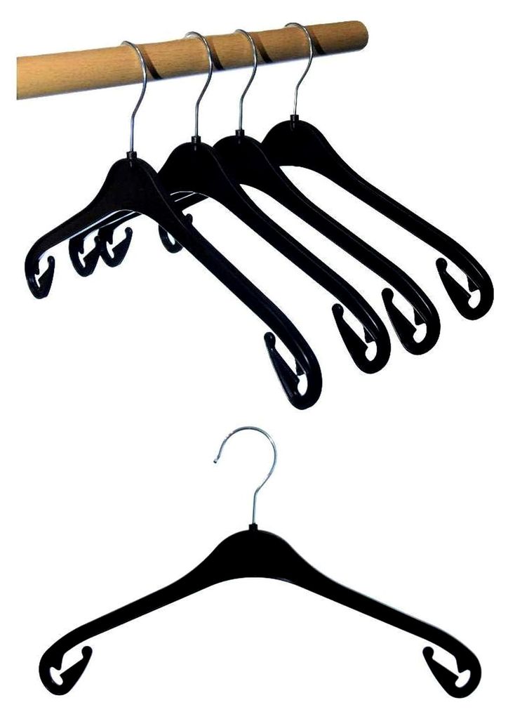 Kleiderbügel aus Kunststoff, 20 Stück, 38 cm, schwarz