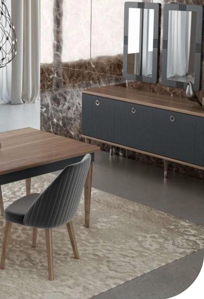 Grauer Moderner Luxus Stuhl Stühle Einsitzer Holzmöbel Küchenstühle