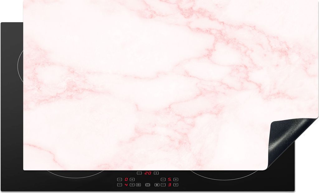 KitchenYeah Herdabdeckplatte Marmor - Textur - Rosa - Schick , 90x52cm, Küche Deko, Glaskeramikfeld Herdabdeckung, Abdeckplatte fùr Kochfeld
