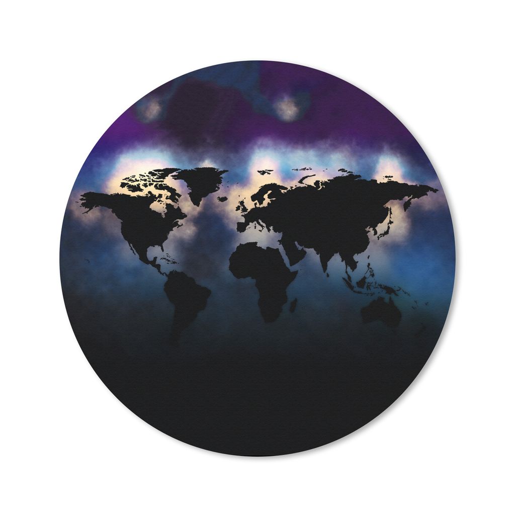 MuchoWow Mauspad Mousepad Weltkarte - Lila - Aquarell 30x30 cm - Mousepads - Maus Mat - Pad - Mausunterlage - Tischunterlage - Schreibtischmatten