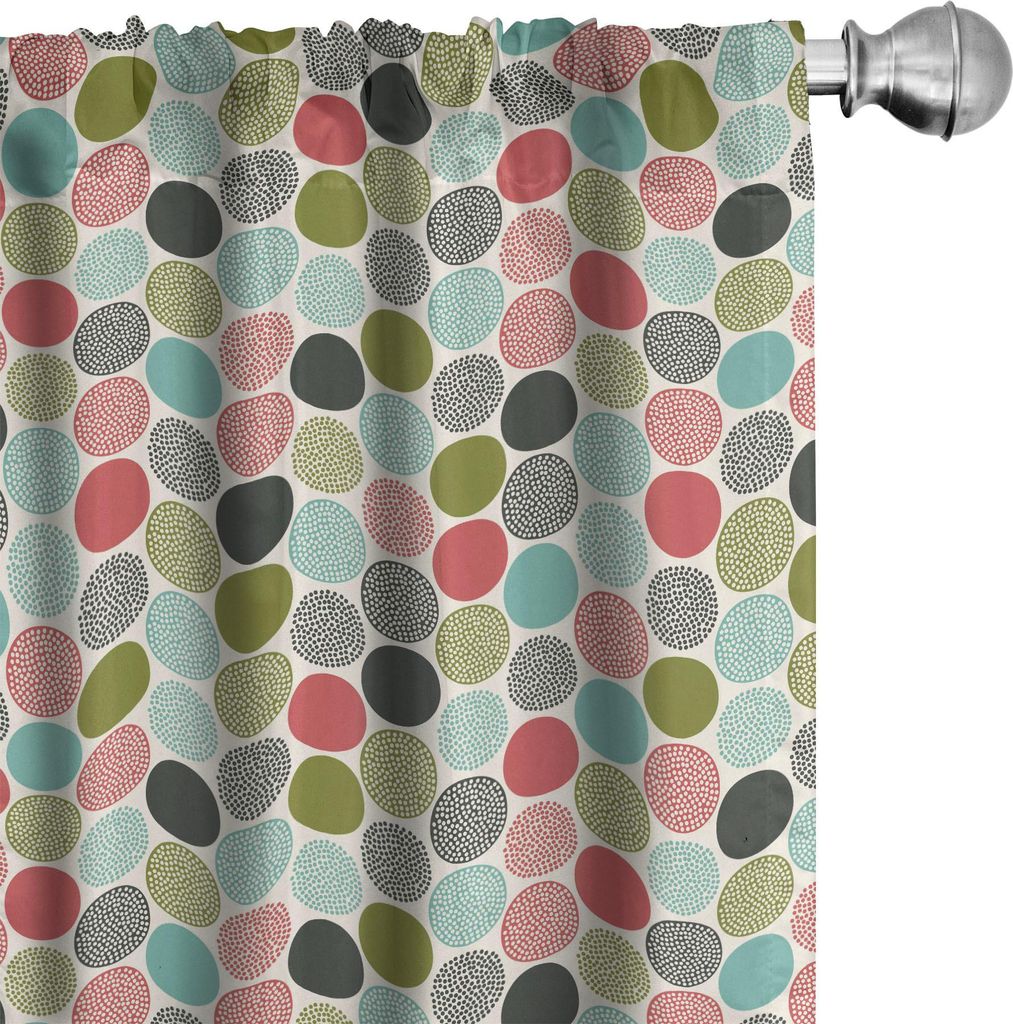 ABAKUHAUS Bunt Vorhänge, Gardinen, Abstrakte Kreise und Punkte kritzeln Art-Retro Mode-Spaß kindisch nettes nettes, 2 Stück 75 x 225 cm, Mehrfarbig