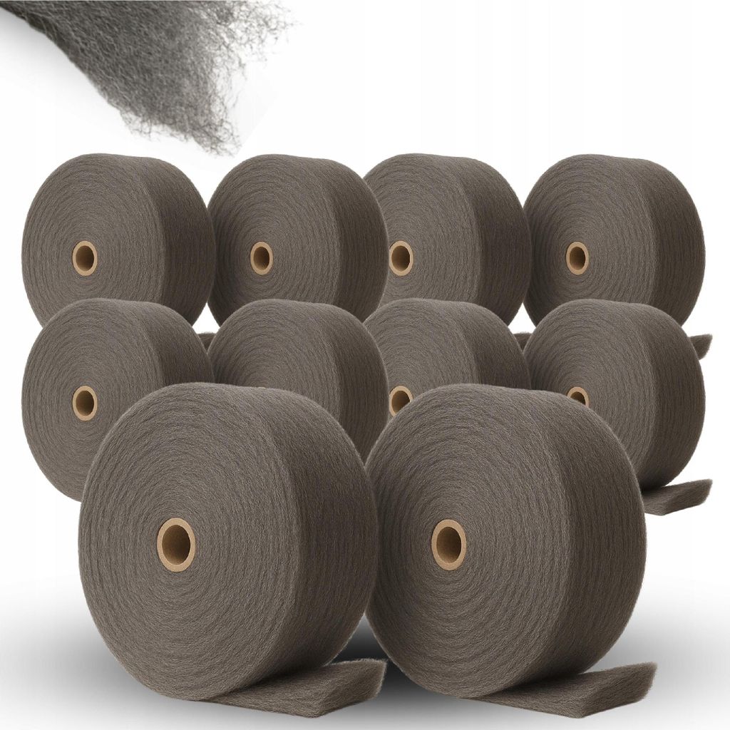 Stahlwolle 10 kg Rolle Grad 0+00 zum Reinigen, Polieren & Renovieren von Metall Holz & Stein – Schleifvlies Polierwolle ca. 10 x 8-9 m 9–10 cm ...