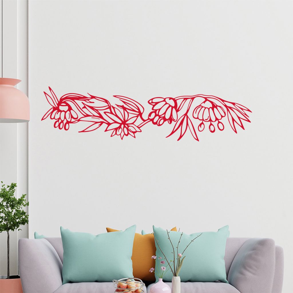 Blume - Ranken Wandtattoo in 6 Größen - Wandaufkleber Wall Sticker - Dekoration, Küche, Wohnzimmer, Schlafzimmer, Badezimmer